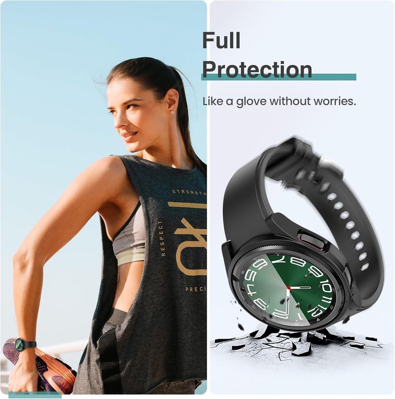 Tensea [5+5Pack for Samsung Galaxy Watch 6 Classic Screen Protector Case 47mm, Hard PC Bumper/HD Anti-Fog Tempered Glass Protective Film, Face Cover Set, Galaxy Watch 6 Classic Case for Women Men - Image 5